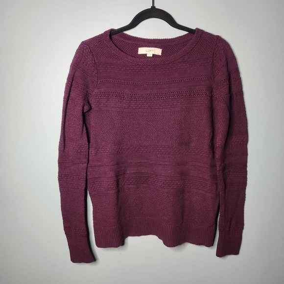 LOFT Berry Crew Neck Sweater - Size M - Picture 1 of 8